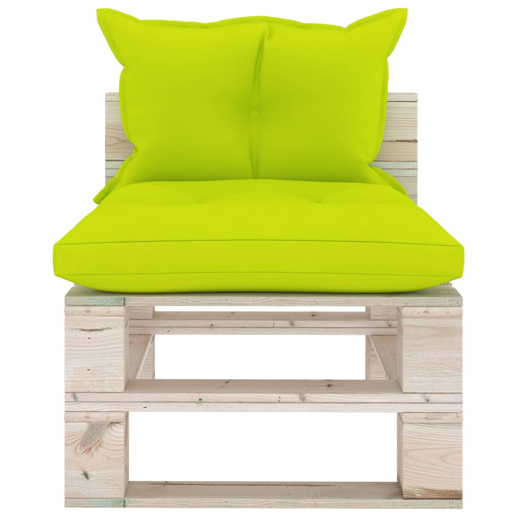 vidaXL Sofa środkowa z palet, z poduszkami, drewno sosnowe