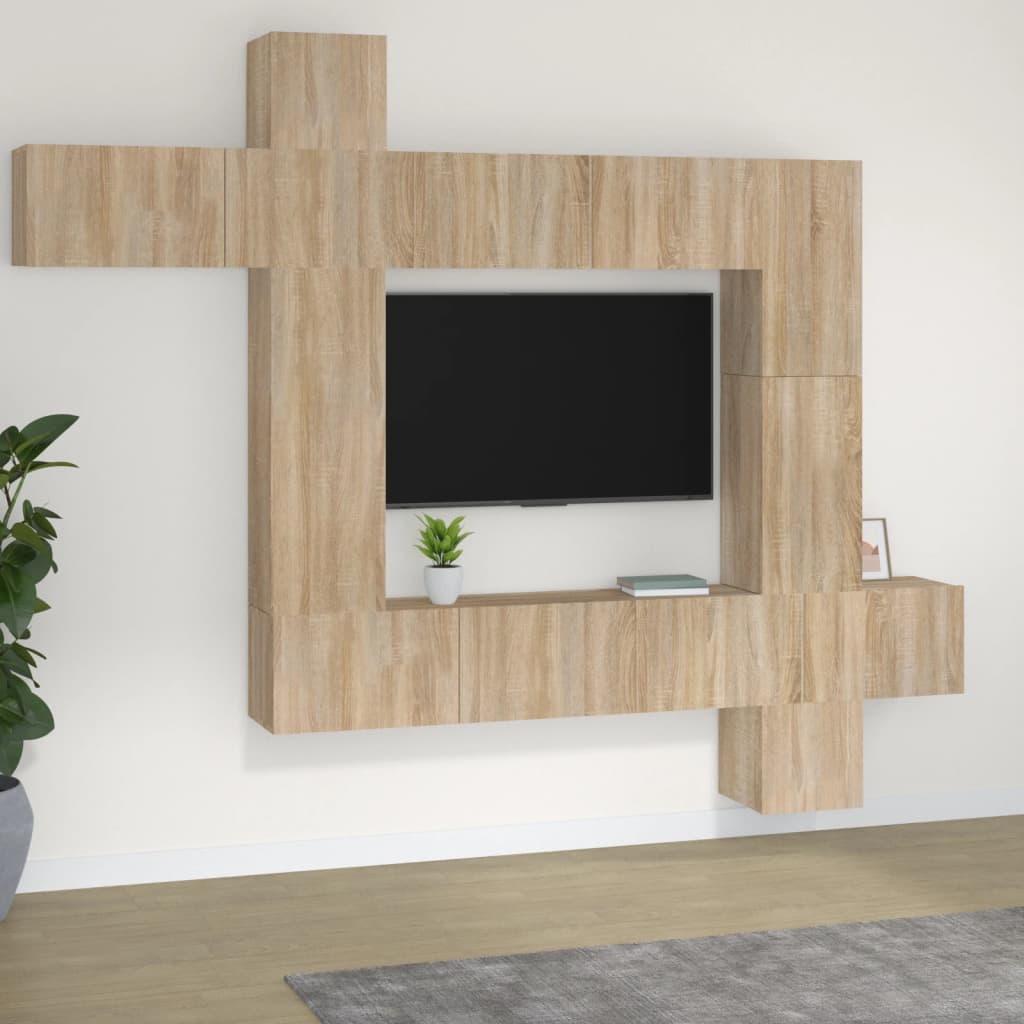 vidaXL Zestaw 9 szafek TV, dąb sonoma, materiał drewnopochodny