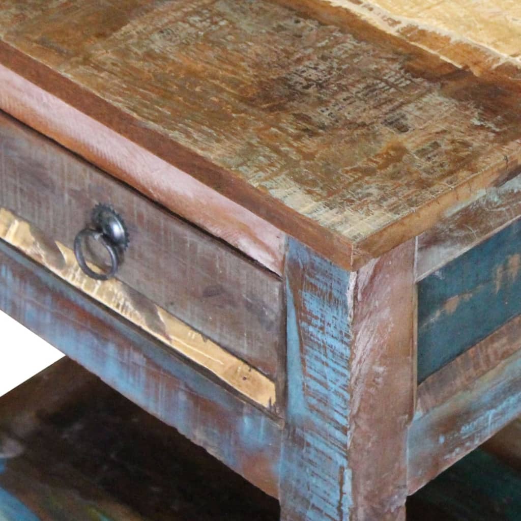 vidaXL Stolik boczny z 1 szufladą, lite drewno odzyskane, 43x33x51 cm