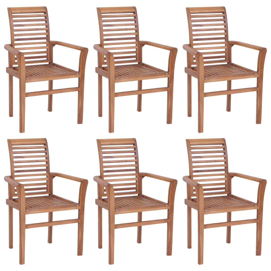 vidaXL Krzesła stołowe z bordowymi poduszkami, 6 szt., drewno tekowe