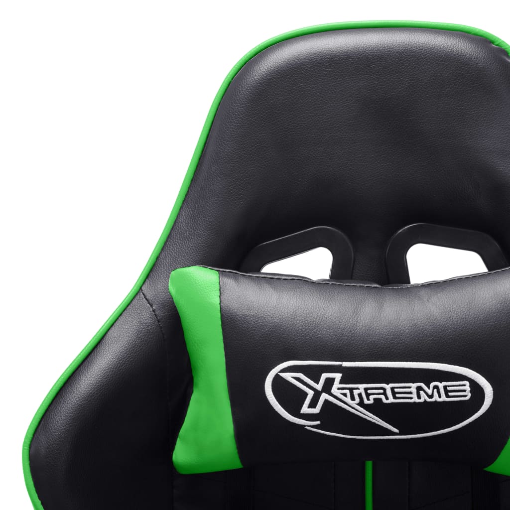 vidaXL Fotel dla gracza, czarno-zielony, sztuczna skóra