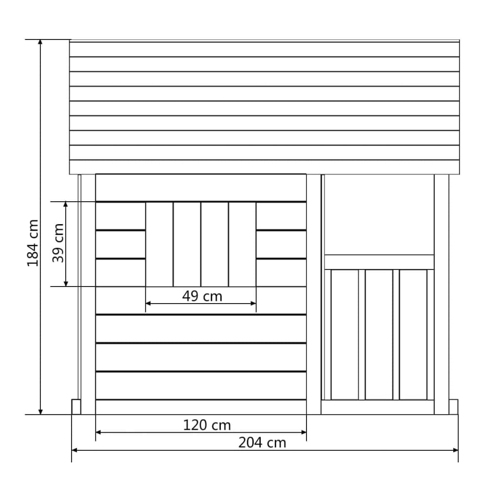 vidaXL Domek dla dzieci z 3 oknami, 204x204x184 cm, drewniany