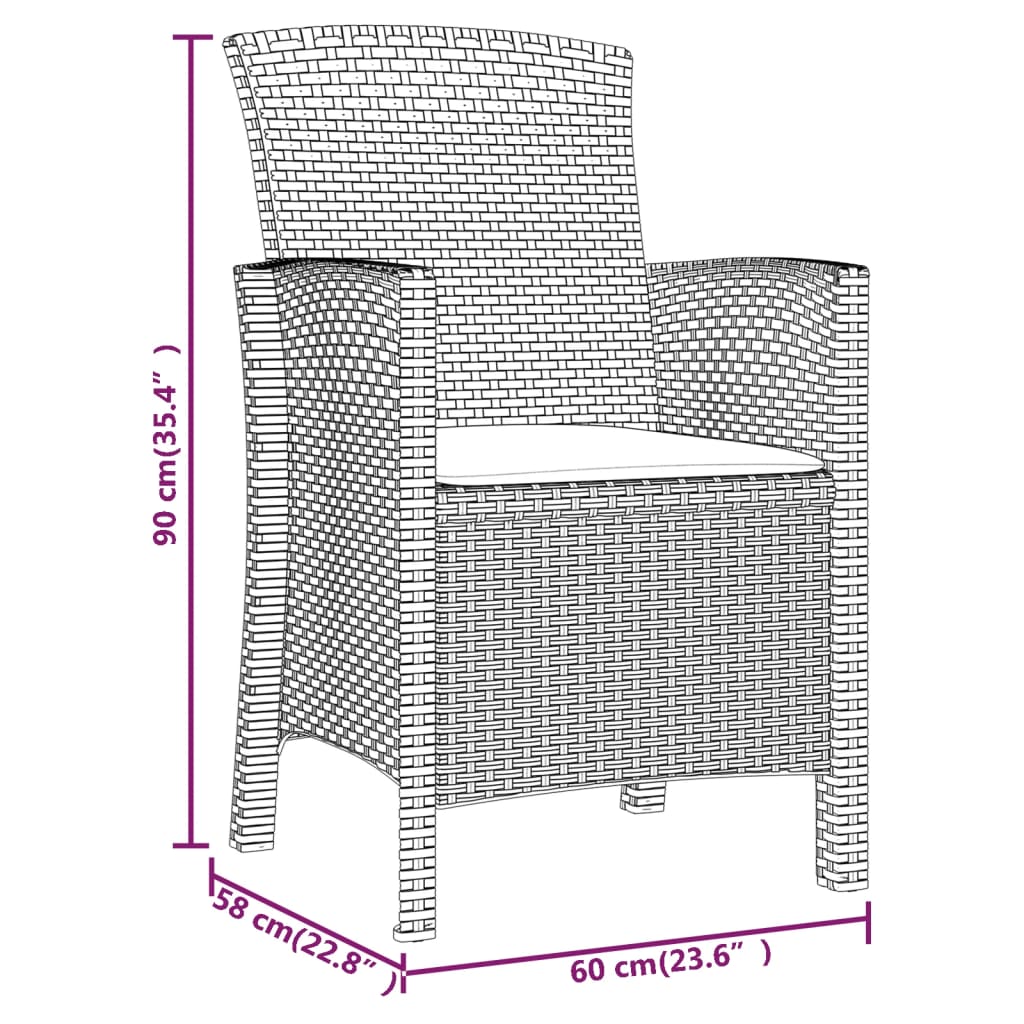 vidaXL Krzesło ogrodowe z poduszką, rattan PP, białe