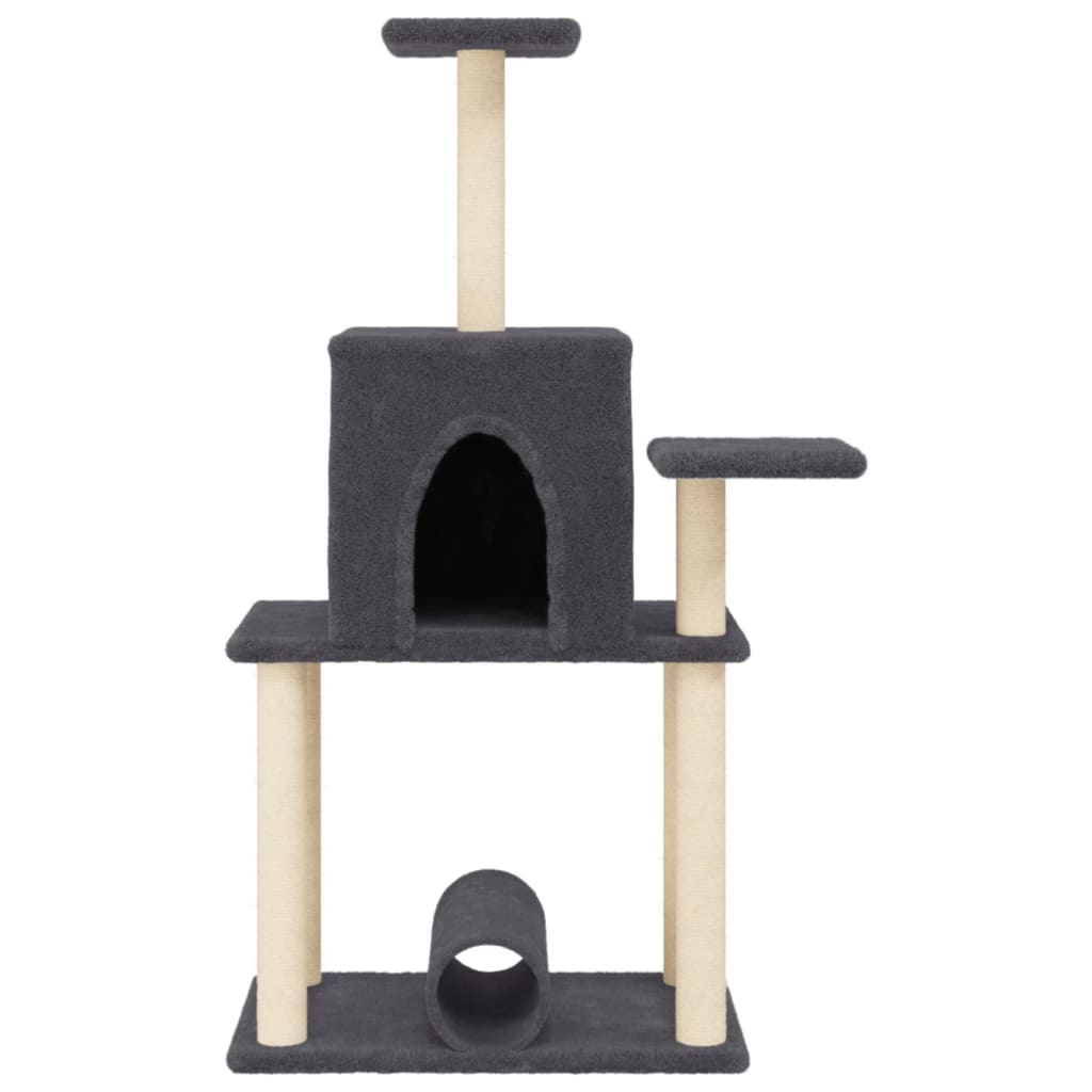 vidaXL Drapak dla kota, z sizalowymi słupkami, ciemnoszary, 122 cm