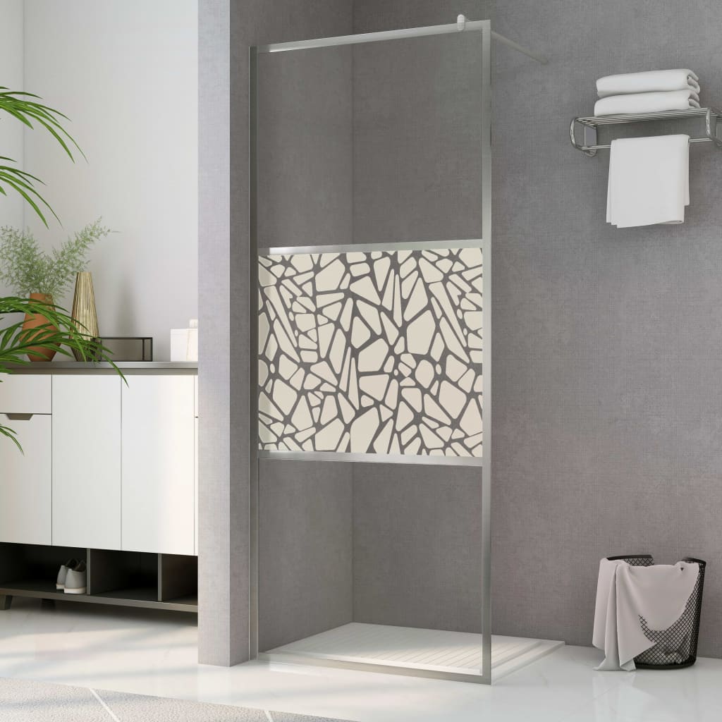 vidaXL Ścianka prysznicowa, szkło ESG, wzór w kamienie, 90 x 195 cm