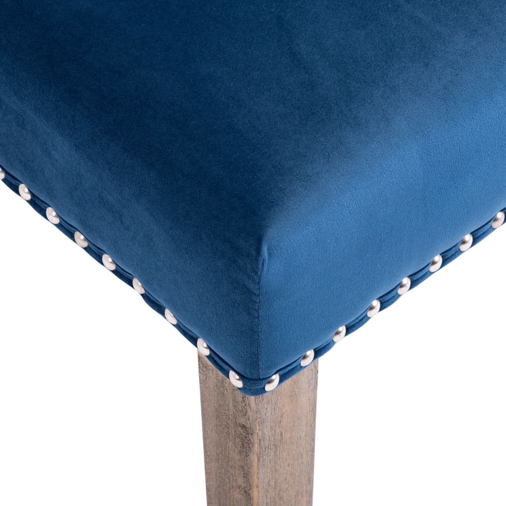 vidaXL Krzesło stołowe, niebieskie, obite aksamitem