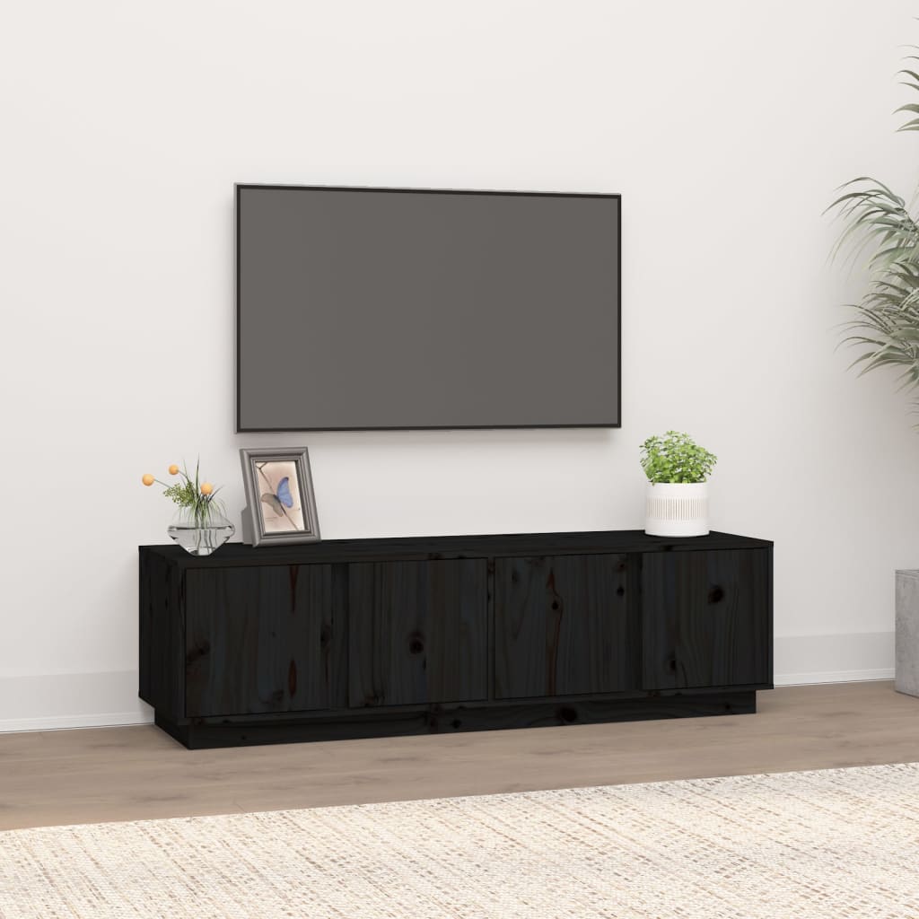 vidaXL Szafka pod telewizor, czarna, 140x40x40 cm, lite drewno sosnowe