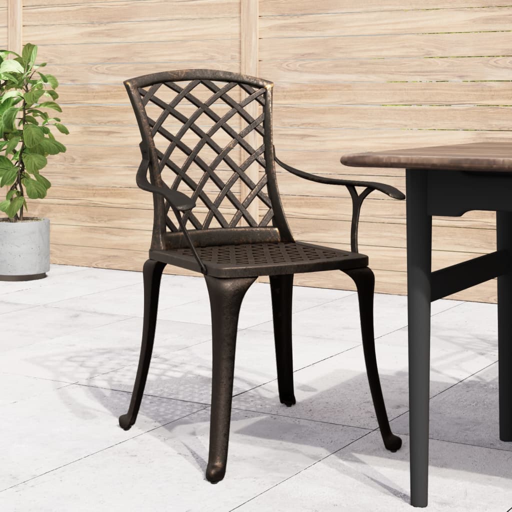 vidaXL Krzesła ogrodowe, 6 szt., odlewane aluminium, brązowe
