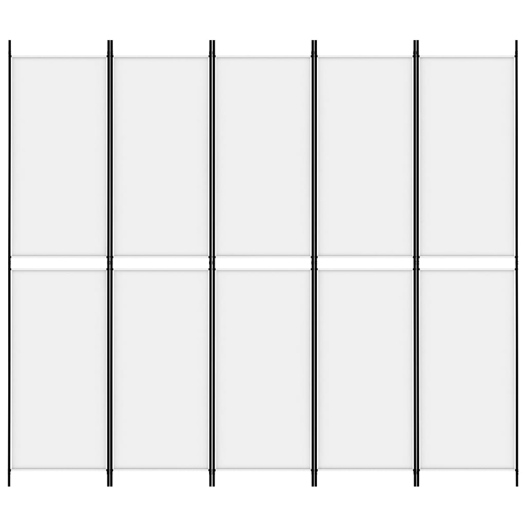 vidaXL Parawan 5-panelowy, biały, 250x220 cm, tkanina