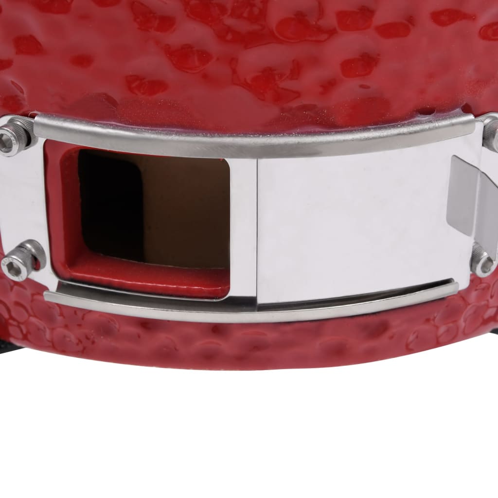 vidaXL Ceramiczny grill kamado z wędzarnią, 2-w-1, 56 cm, czerwony