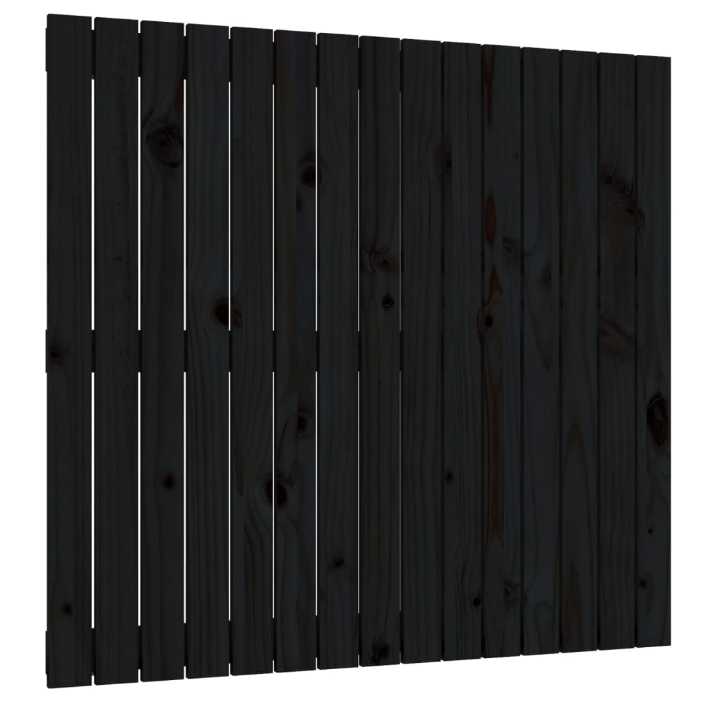 vidaXL Wezgłowie łóżka, czarne, 95,5x3x90 cm, lite drewno sosnowe