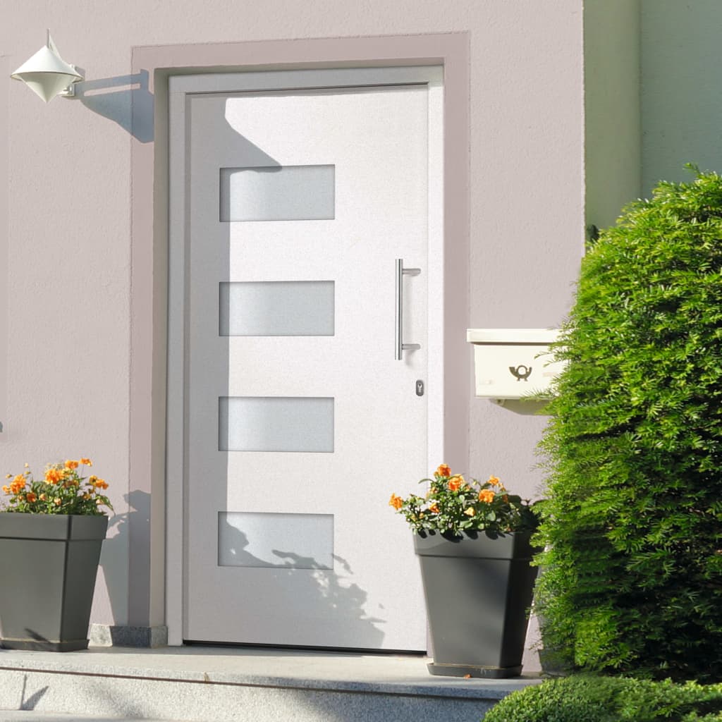vidaXL Drzwi zewnętrzne, aluminium i PVC, białe, 110x210 cm