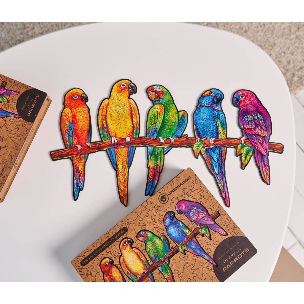 UNIDRAGON 620-cz drewniane puzzle Playful Parrots, Royal Size 72x40 cm