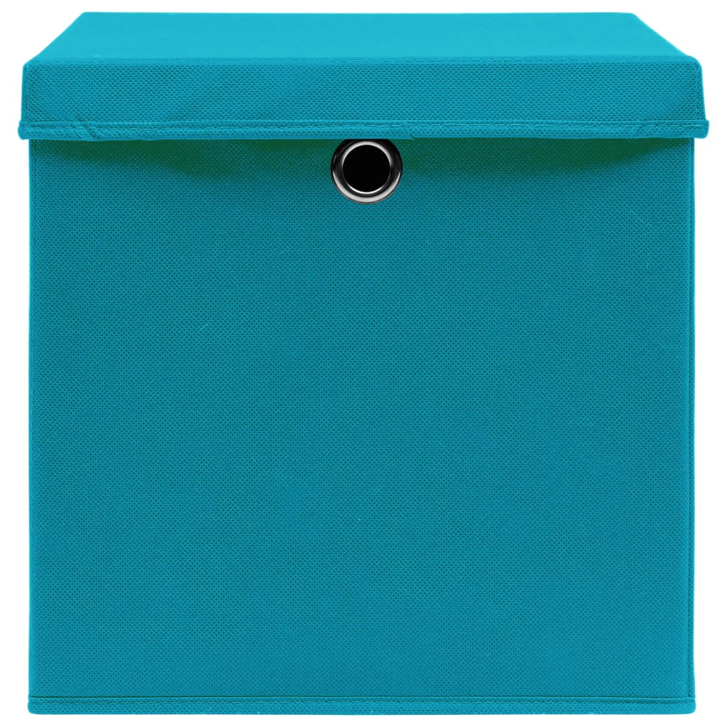vidaXL Pudełka z pokrywami, 10 szt., 28x28x28 cm, błękitne