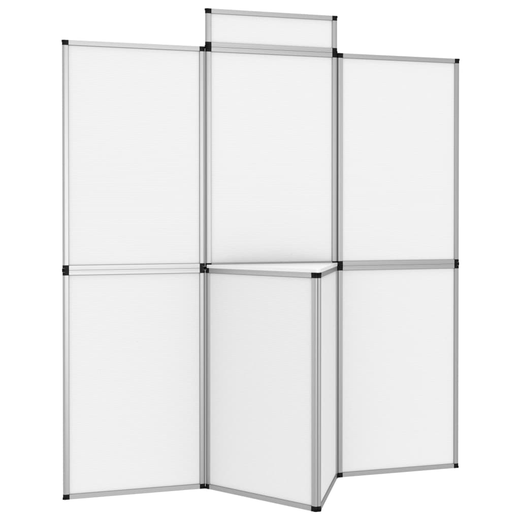 vidaXL 8-panelowa ścianka wystawiennicza ze stolikiem 181x200 cm biała