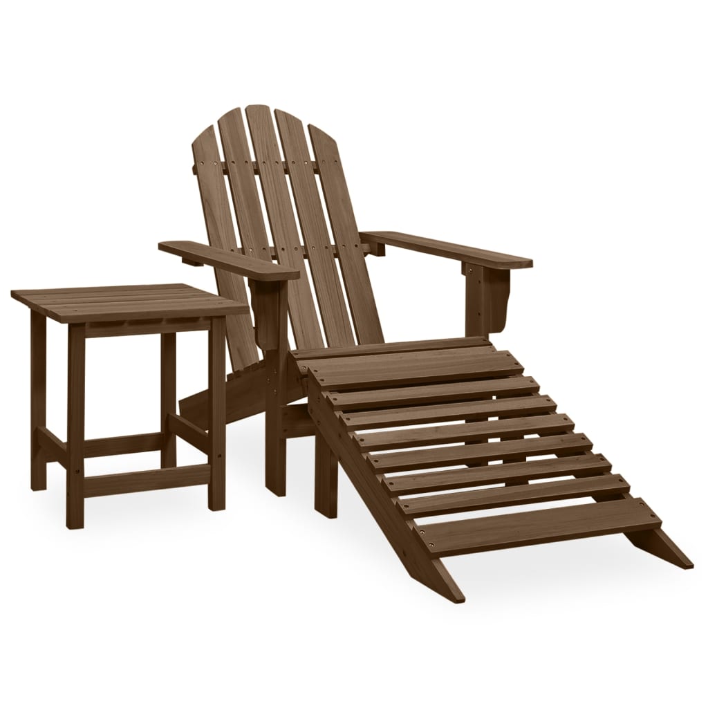 vidaXL Krzesło ogrodowe Adirondack z podnóżkiem i stolikiem, jodłowe