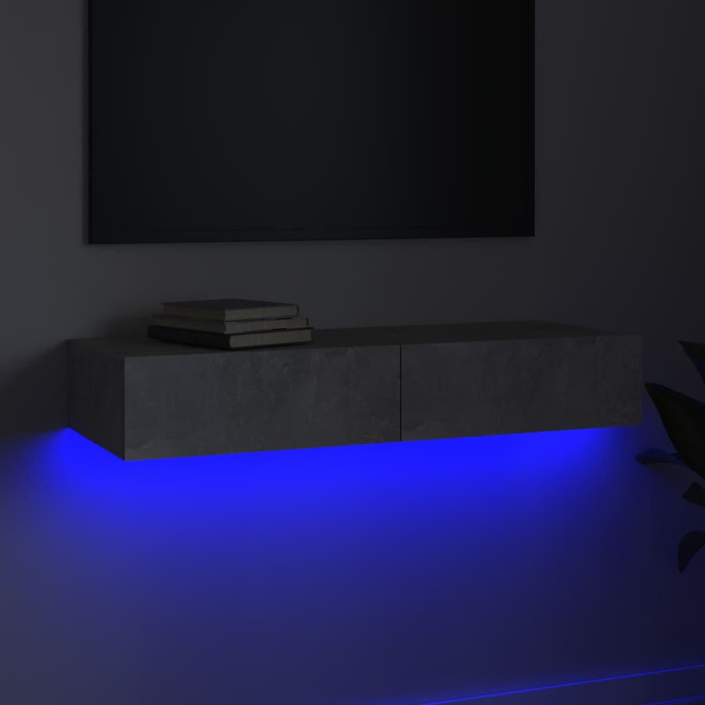 vidaXL Szafka pod TV z oświetleniem LED, szarość betonu, 90x35x15,5 cm