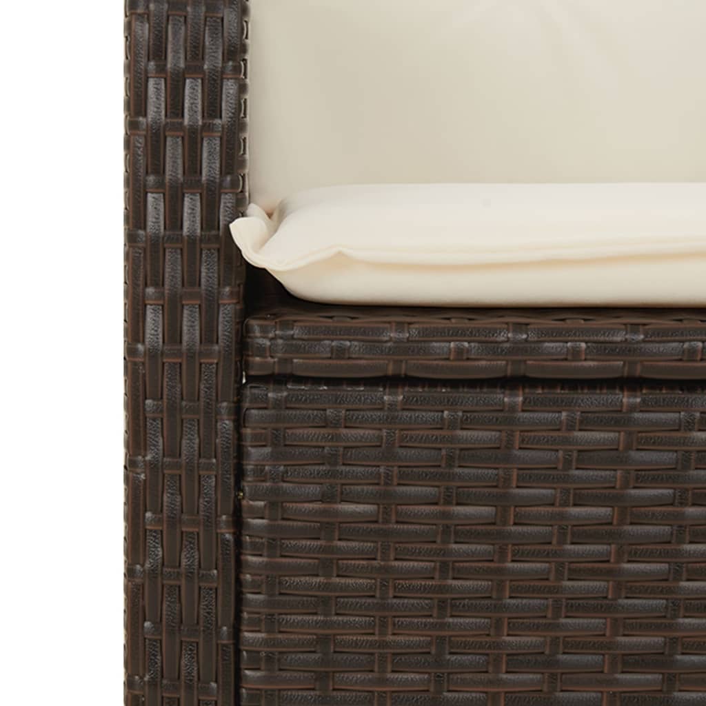 vidaXL Rozkładany fotel ogrodowy z poduszkami, brązowy polirattan
