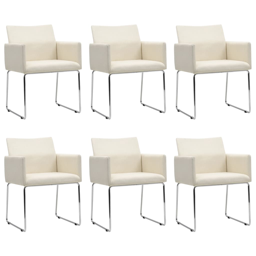 vidaXL Krzesła stołowe, 6 szt., stylizowane na lniane, białe, tkanina