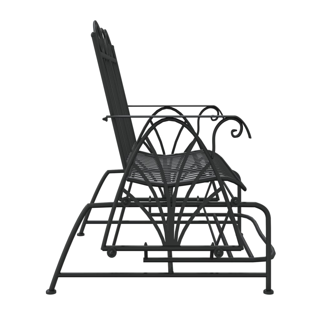 vidaXL 2-osobowa, bujana ławka ogrodowa, 114 cm, czarna, stalowa