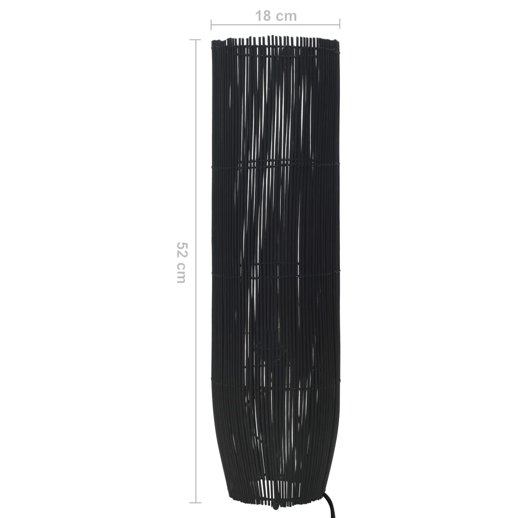 vidaXL Lampa podłogowa, wiklina, czarna, 52 cm, E27
