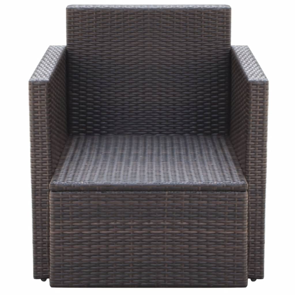 vidaXL Krzesło ogrodowe z poduszkami, polirattan, brązowe