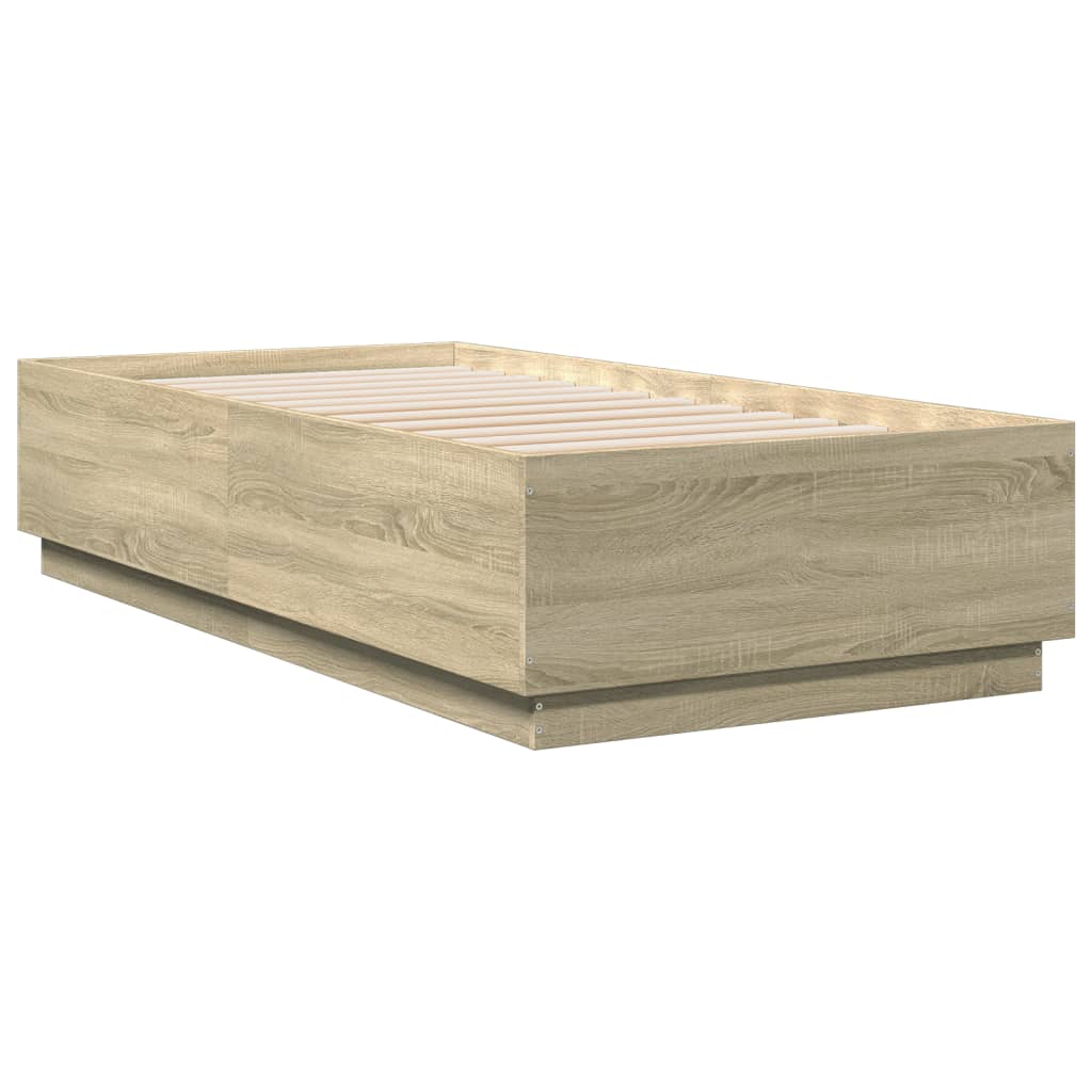vidaXL Rama łóżka, dąb sonoma, 75x190 cm, materiał drewnopochodny