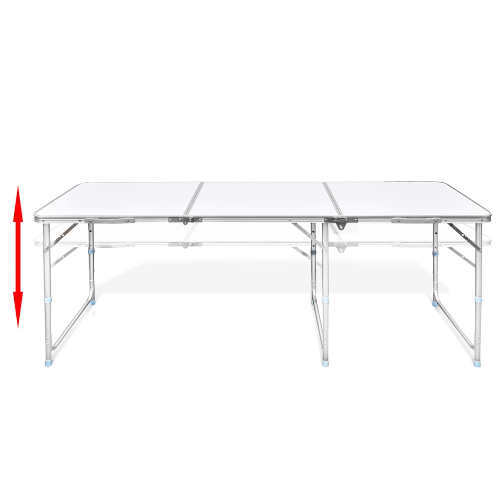 Składany, aluminiowy stół kempingowy z regulacją wysokości 180 x 60 cm