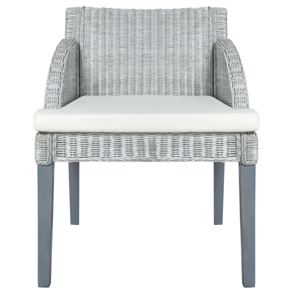 vidaXL Krzesła stołowe z poduszkami, 2 szt., szare, naturalny rattan