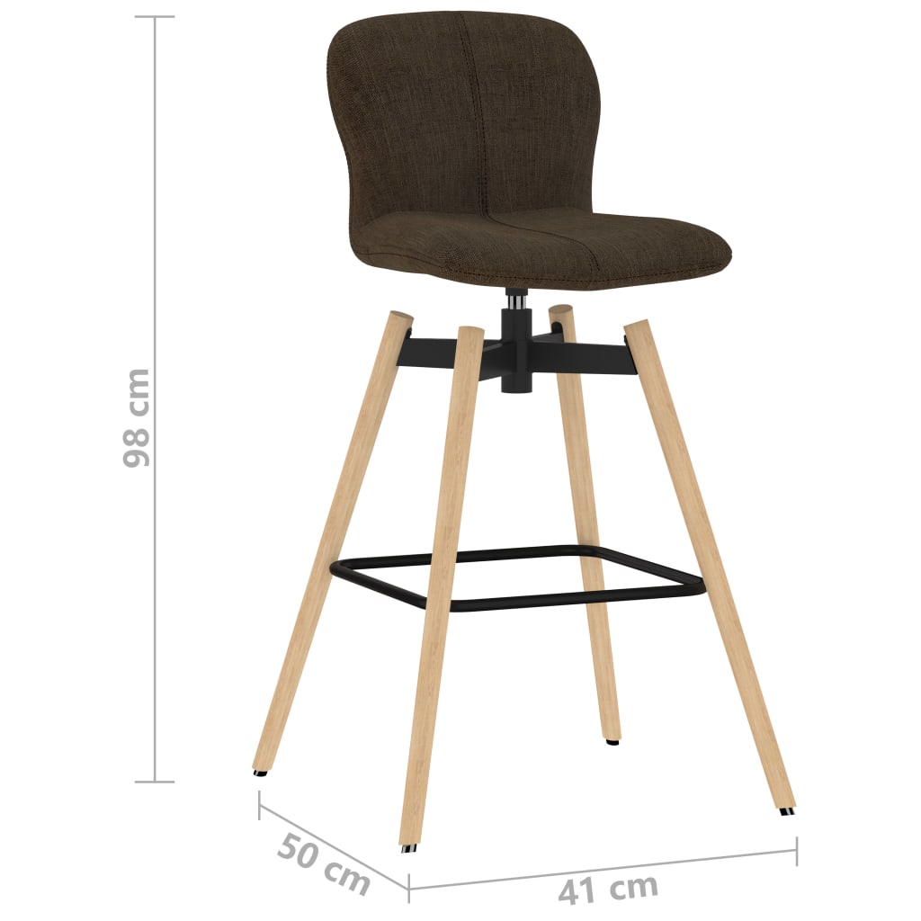 vidaXL Obrotowe krzesła barowe, 2 szt., brązowe, tkanina