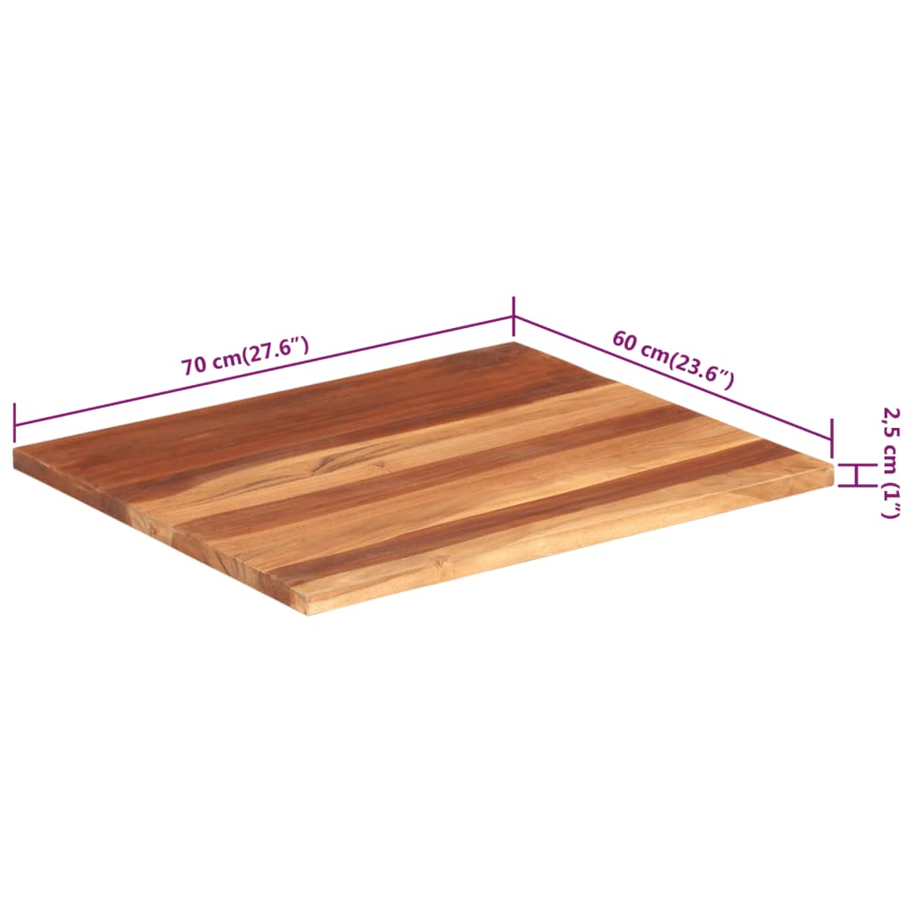 vidaXL Blat stołu, lite drewno akacjowe, 25-27 mm, 60x70 cm