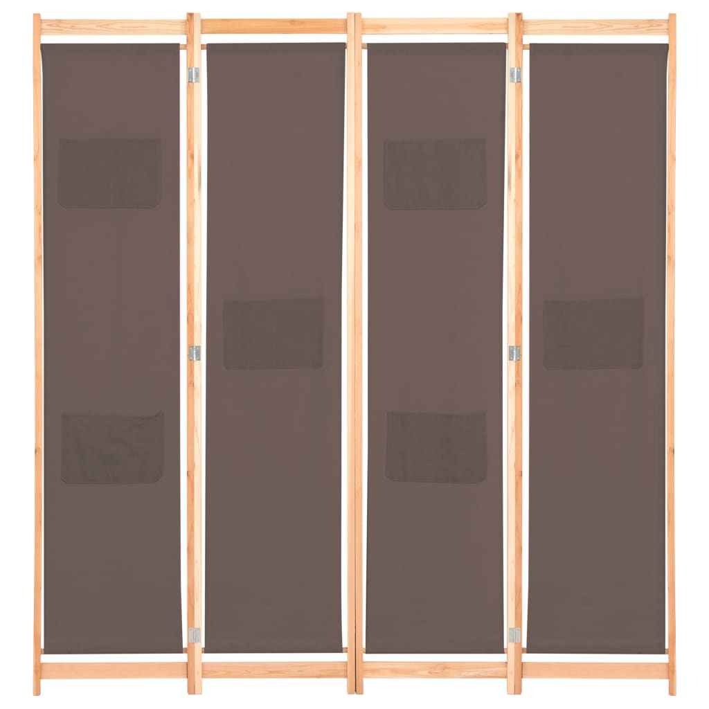 vidaXL Parawan 4-panelowy, brązowy, 160x170x4 cm, tkanina