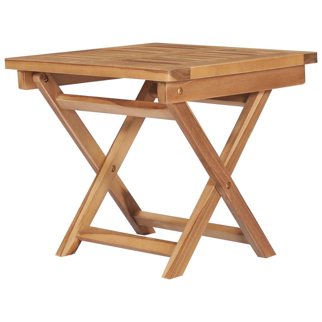 vidaXL Składany leżak ze stolikiem, lite drewno tekowe