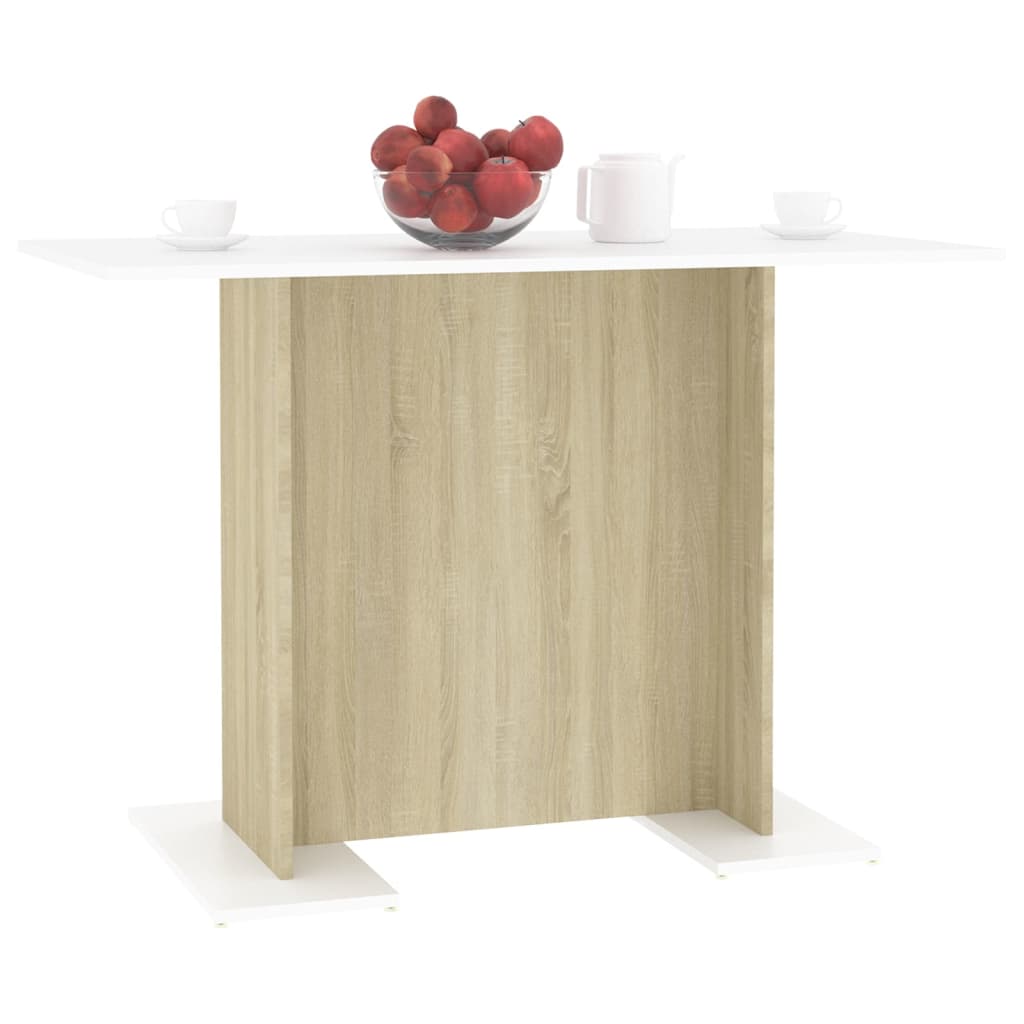 vidaXL Stół, biel i dąb sonoma, 110x60x75 cm, materiał drewnopochodny
