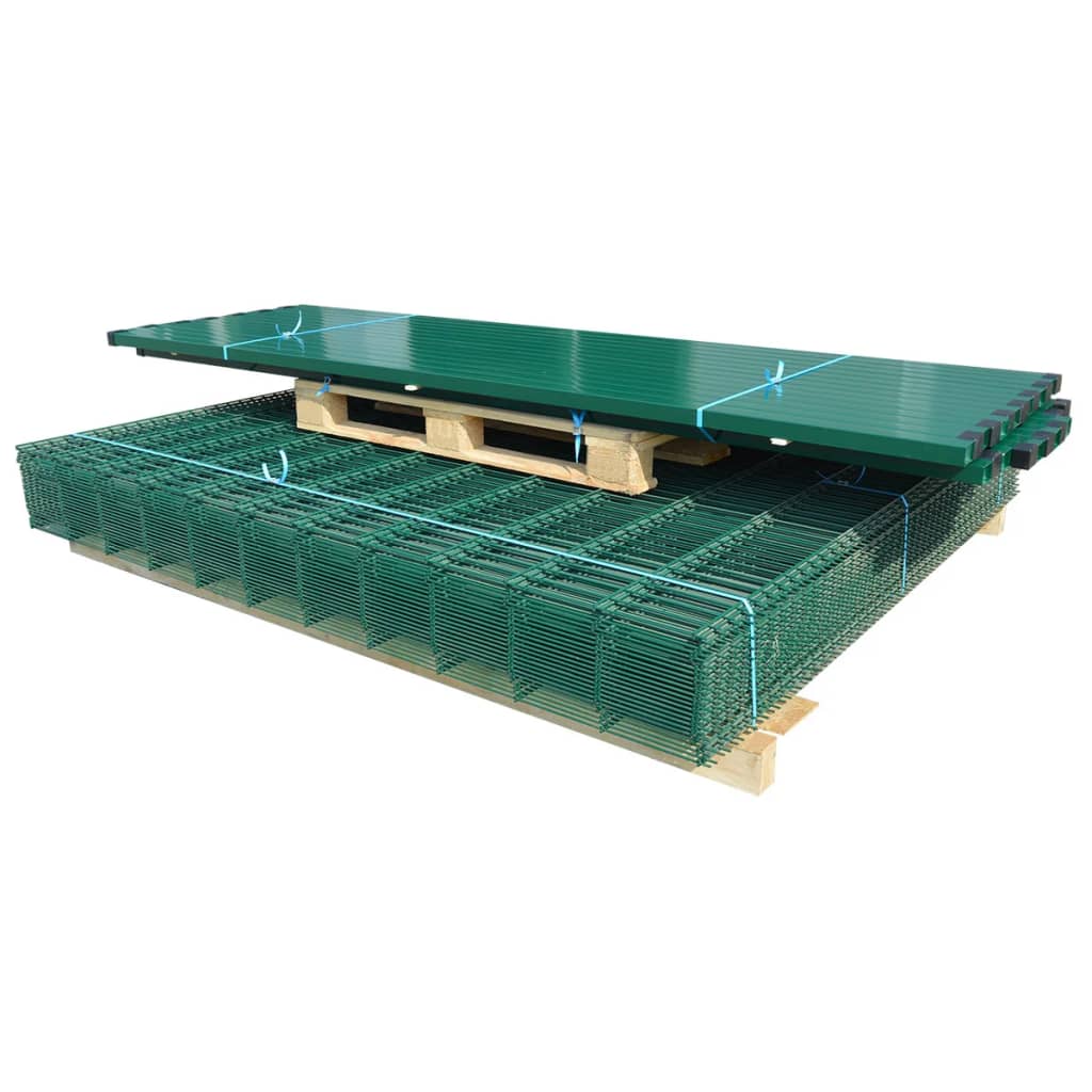 vidaXL Panele ogrodzeniowe 2D z słupkami - 2008x2230 mm 10 m Zielone