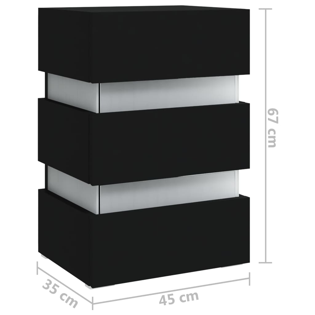 vidaXL Szafka nocna z LED, czarna 45x35x67 cm, materiał drewnopochodny