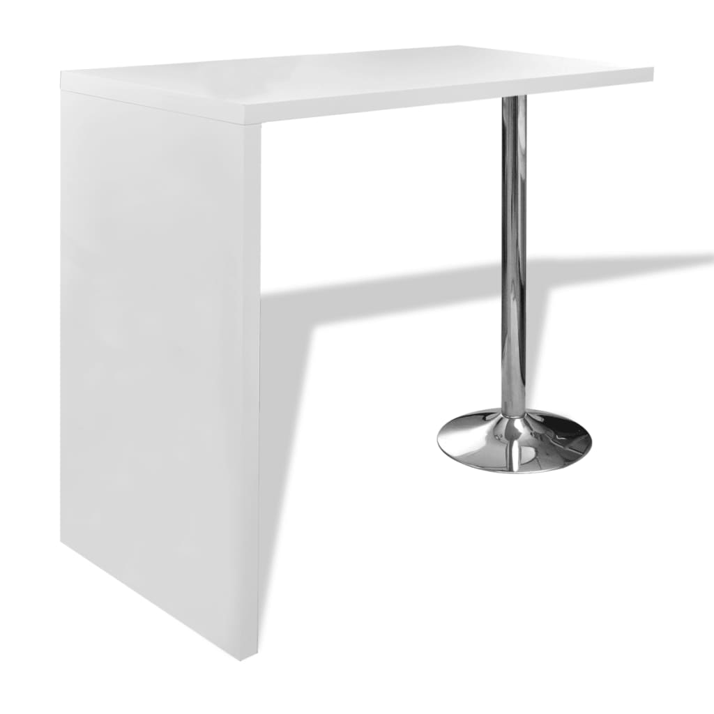 vidaXL Biały stolik barowy z 1 stalową nogą, MDF, wysoki połysk