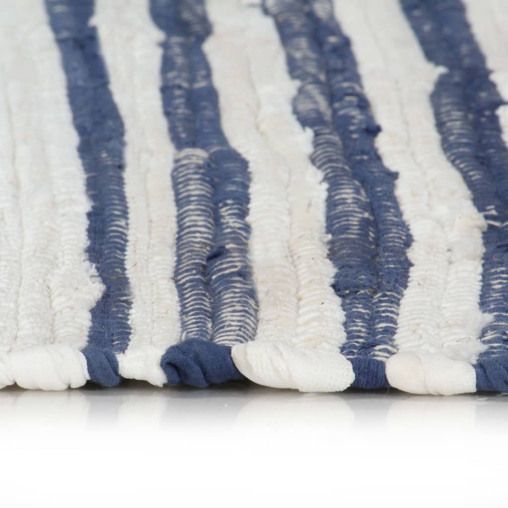 vidaXL Ręcznie tkany dywan Chindi 160x230 cm, bawełna, biało-niebieski