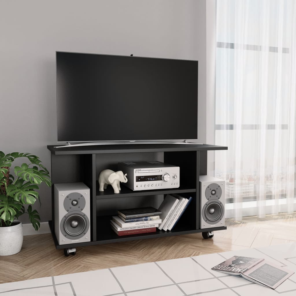 vidaXL Szafka pod TV, czarna, 80x40x45 cm, materiał drewnopochodny