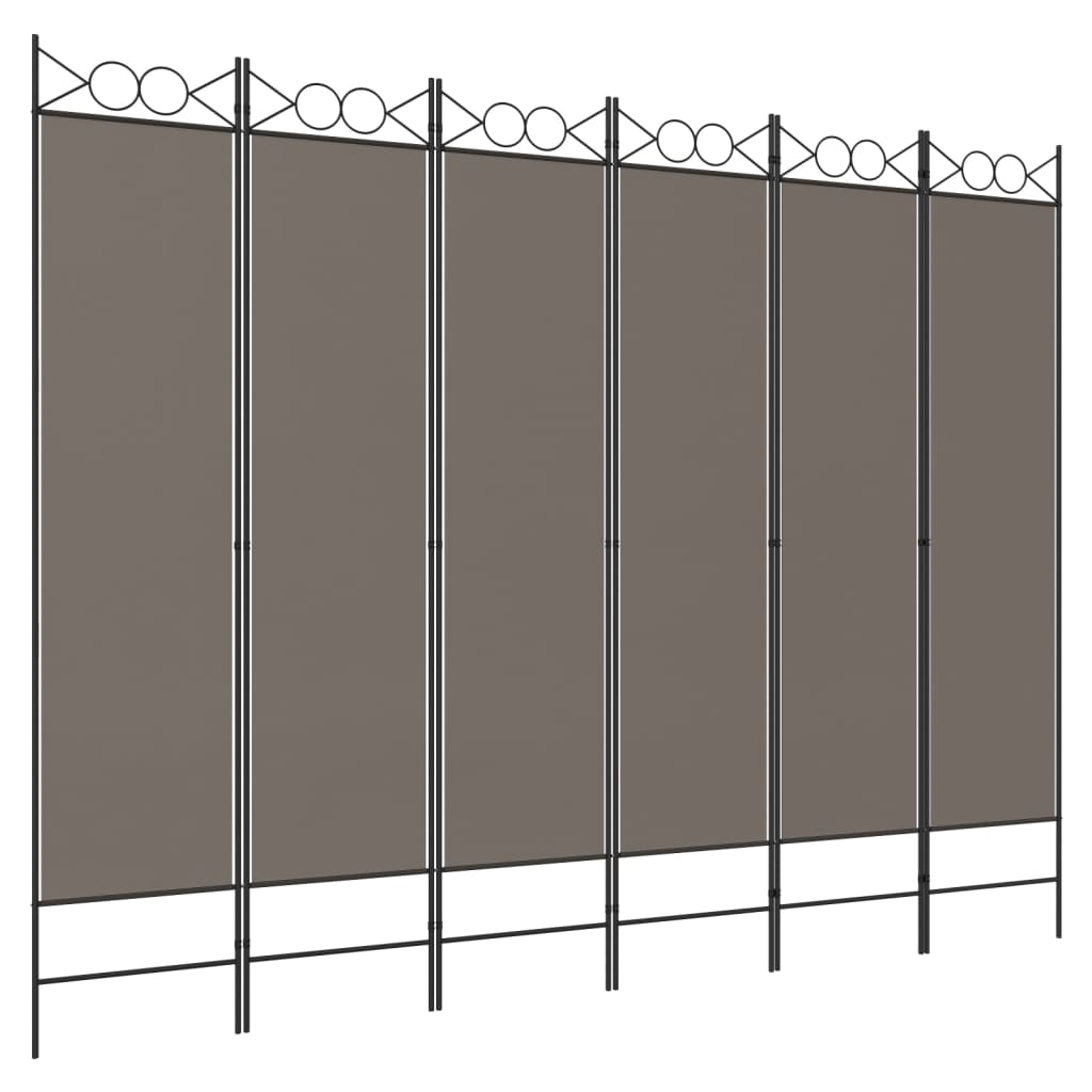 vidaXL Parawan 6-panelowy, antracytowy, 240x200 cm, tkanina