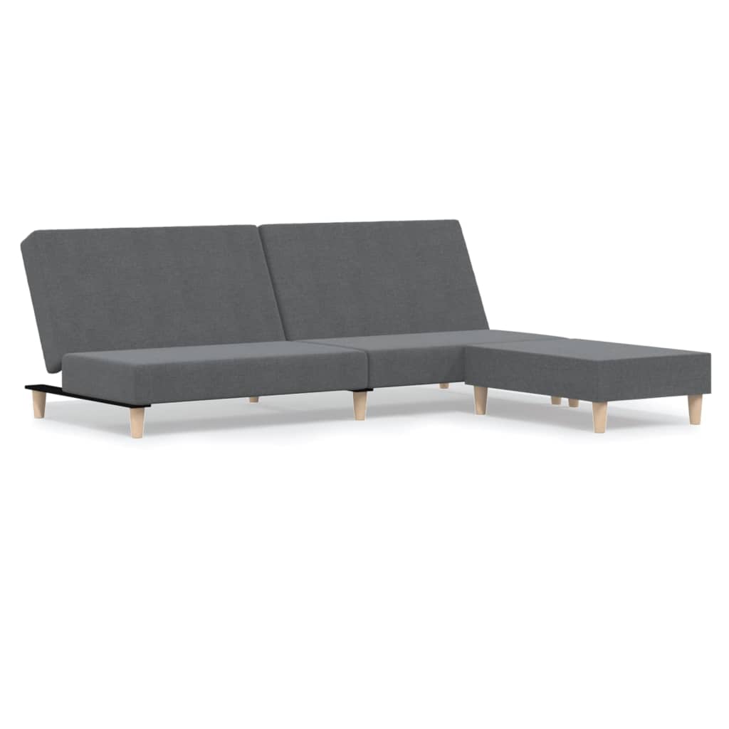 vidaXL 2-osobowa sofa z podnóżkiem, jasnoszara, tapicerowana tkaniną