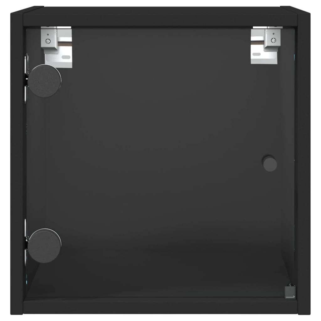 vidaXL Szafka nocna ze szklanymi drzwiami, czarna, 35x37x35 cm