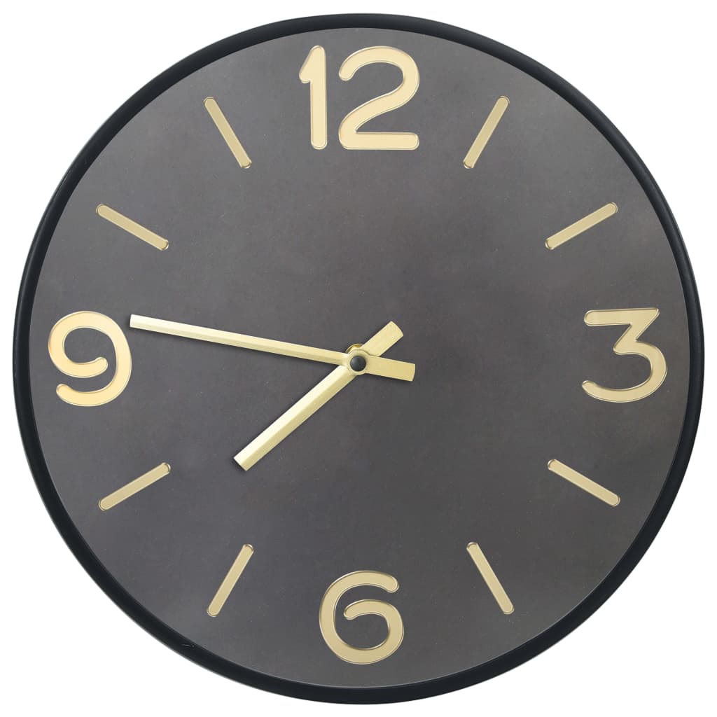 vidaXL Zegar ścienny, antracytowo-złoty, 31,5 cm, żelazo i MDF