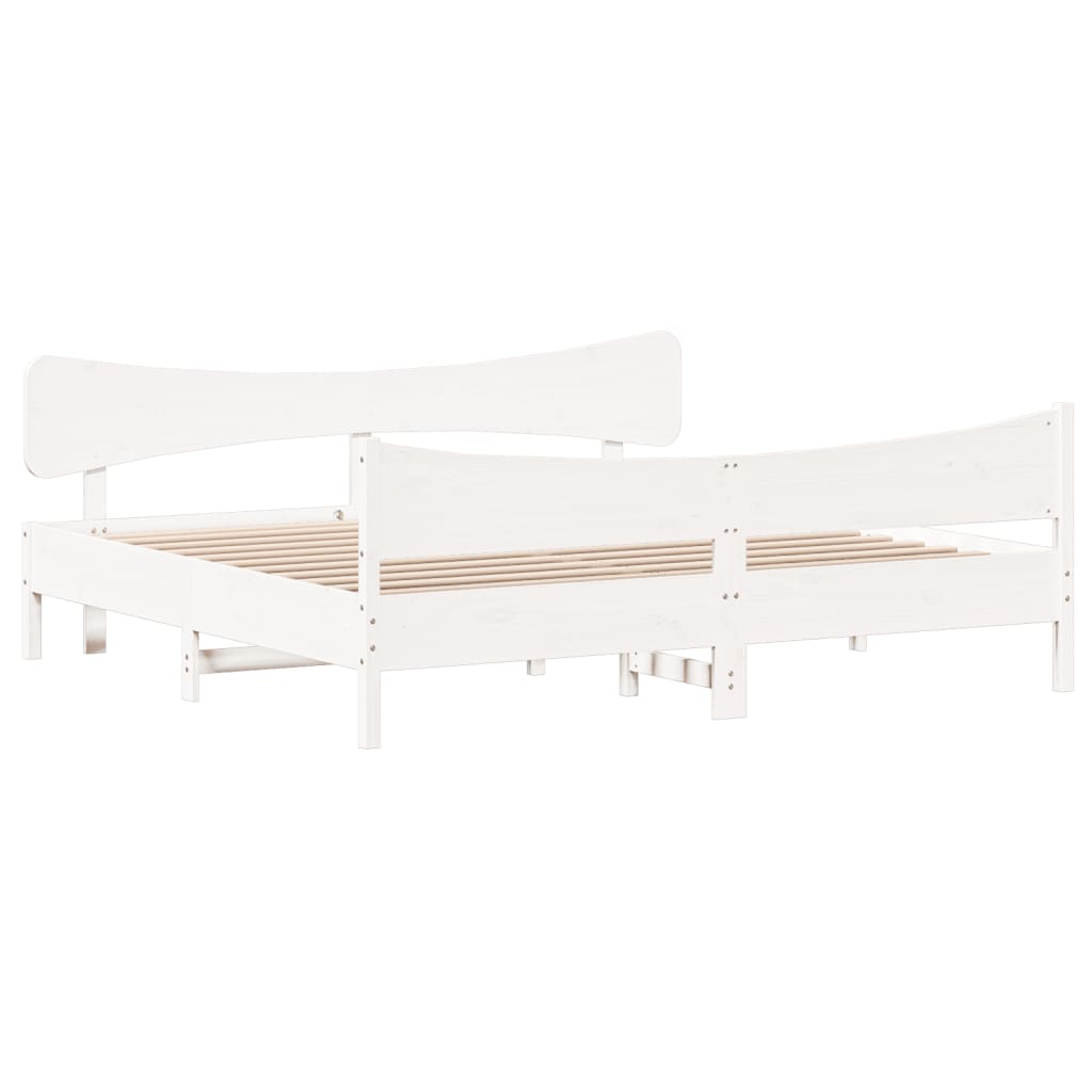 vidaXL Rama łóżka z zagłówkiem, biała, 180x200 cm, sosnowa
