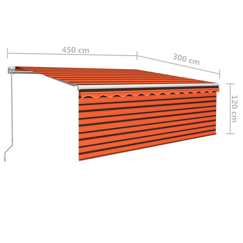 vidaXL Ręcznie zwijana markiza z zasłoną, 4,5x3 m, pomarańcz-brąz