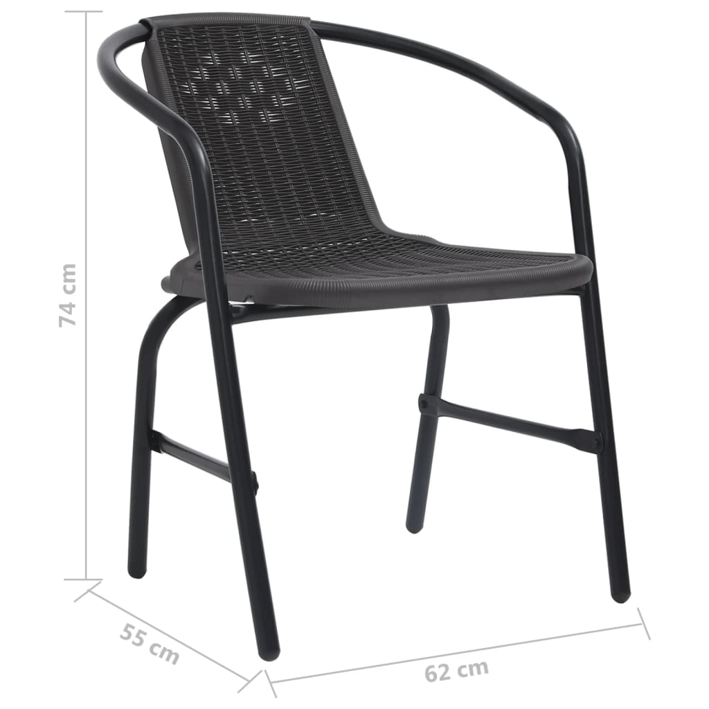 vidaXL Krzesła ogrodowe, 2 szt., rattan PE i stal, 110 kg