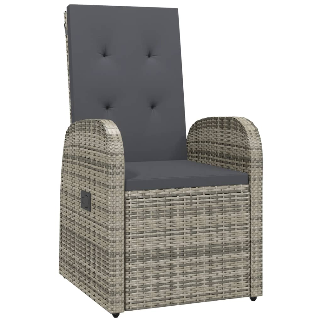 vidaXL Rozkładane krzesła ogrodowe, poduszki, 2 szt., szare, rattan PE