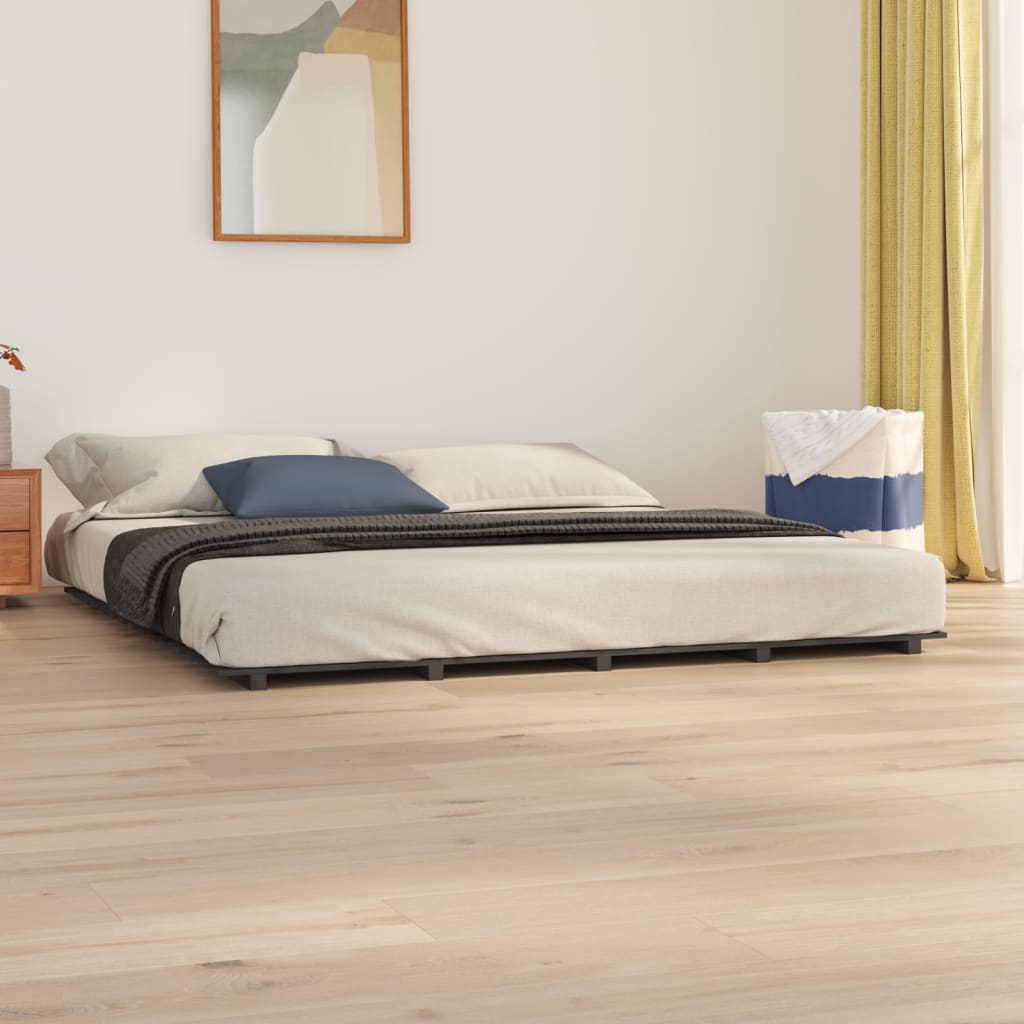 vidaXL Rama łóżka, szara, 180x200 cm, lite drewno sosnowe