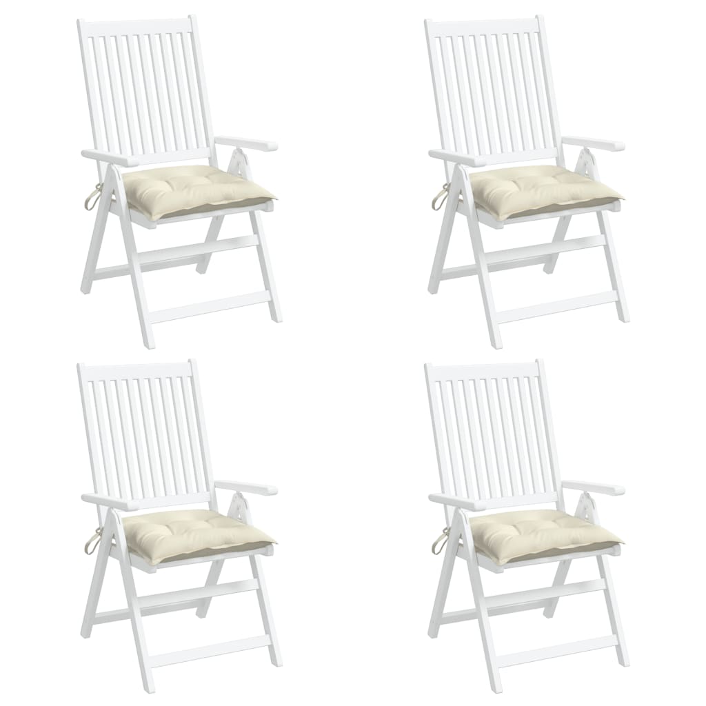 vidaXL Poduszki na krzesła, 4 szt., kremowe, 40x40x7 cm, tkanina