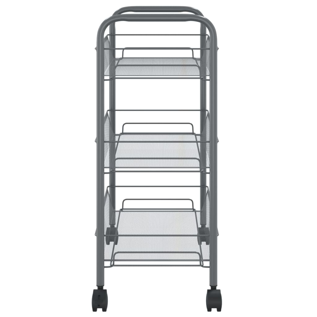 vidaXL 3-piętrowy wózek kuchenny, szary, 46x26x64 cm, żelazo